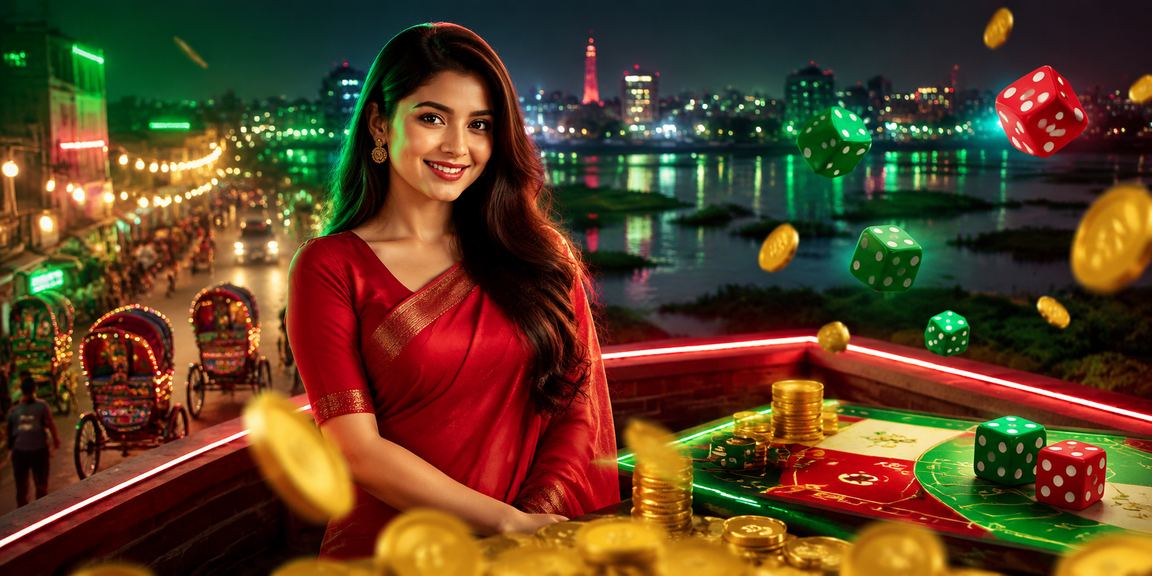 ঢাকায় ডাইস গেম খেলার দৃশ্য, লাল ও সবুজ রঙের পরিবেশ