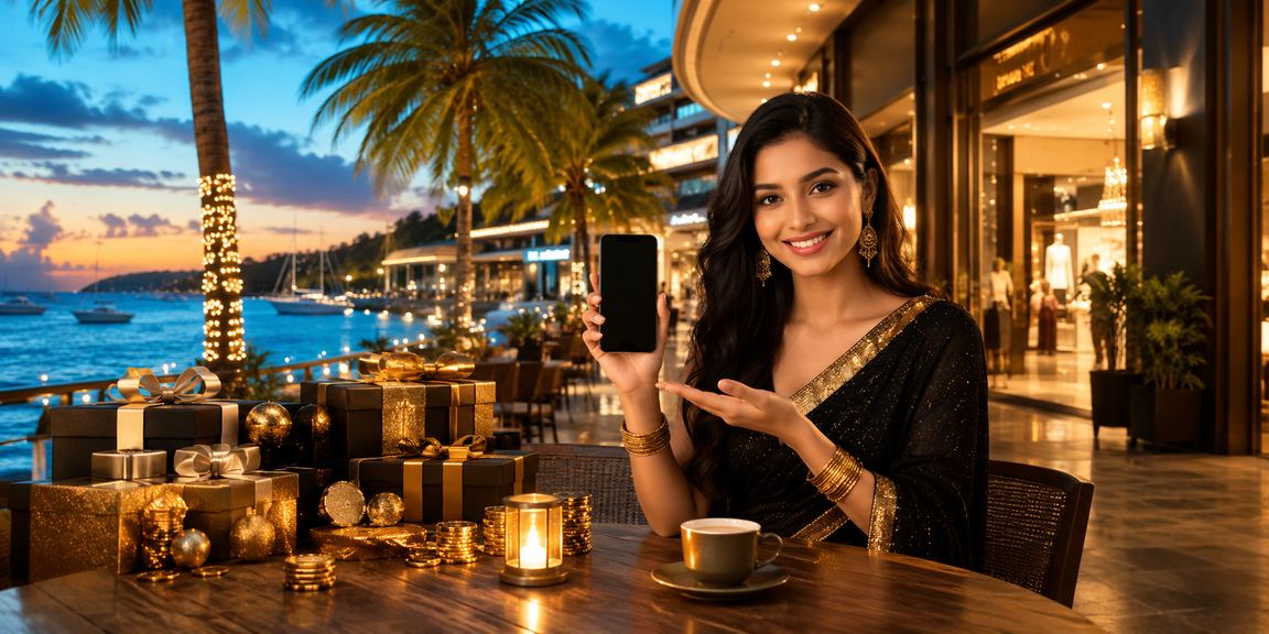 সেন্ট মার্টিন সৈকতে ক্যাসিনো অ্যাপ ব্যবহার করে গেম খেলার দৃশ্য