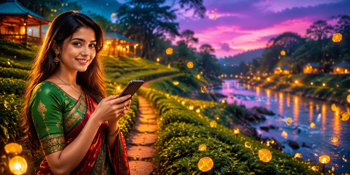 সিলেটের চা বাগানে মোবাইলে ক্যাসিনো খেলার দৃশ্য